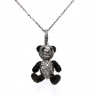 1.80 Cts. 14K White Gold Black And White Diamond Teddy Bear Pendant